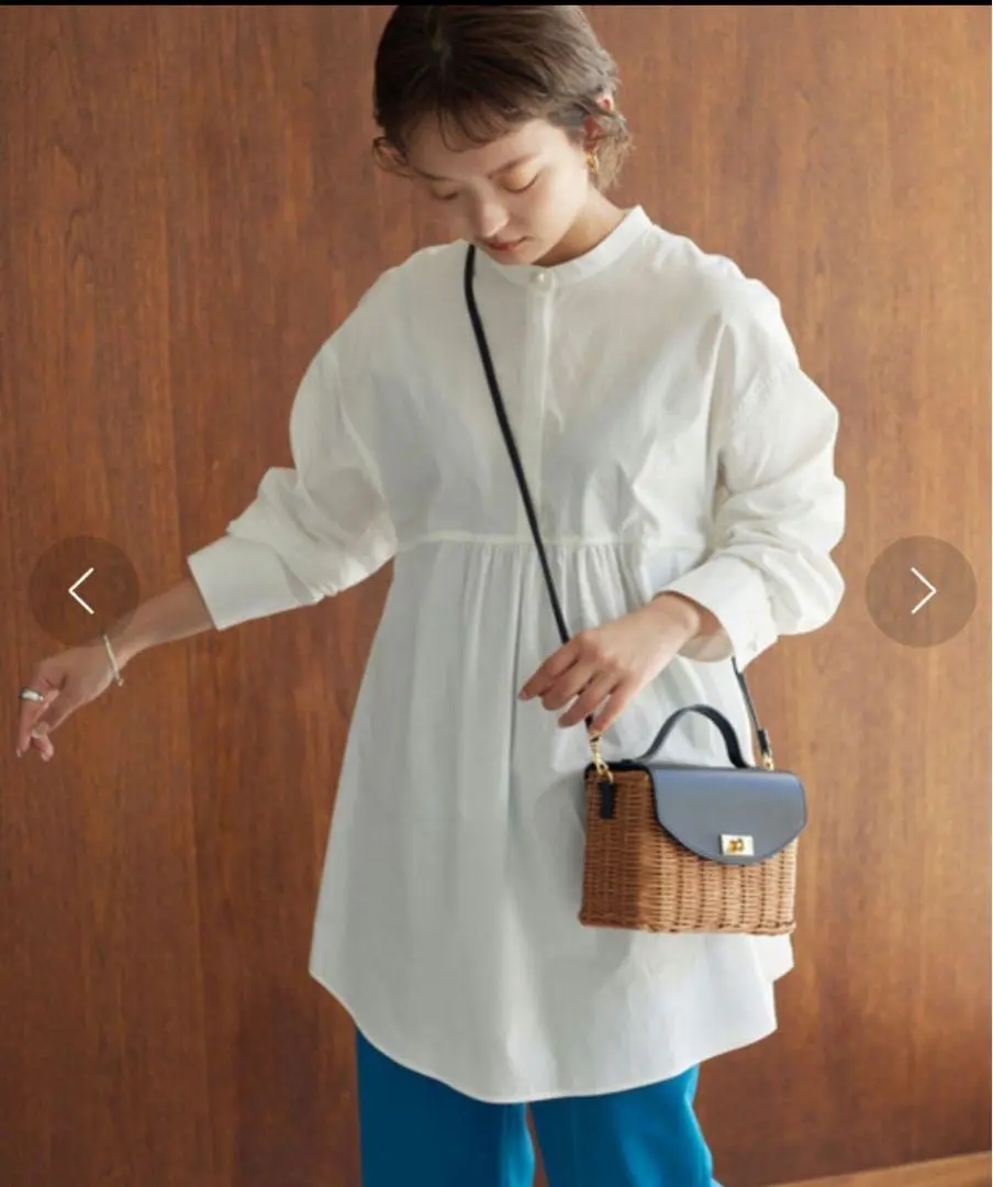 Thumbnail of SLOBE IENA ✨ Cotton Tunic Blouse Long Sleeve Shirt Pearl Buttons
