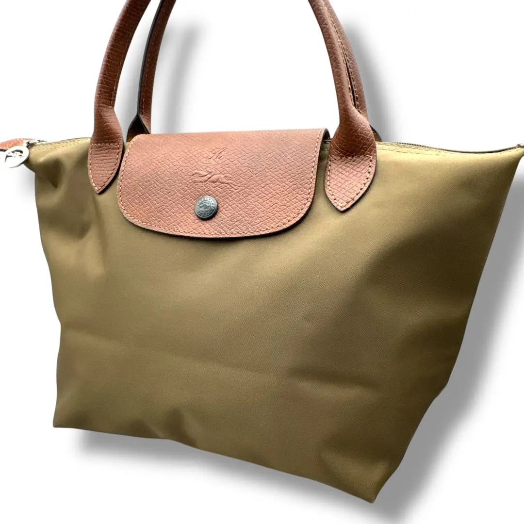 Thumbnail of Excellent Condition Longchamp Le Pliage Khaki Boat Tote Leather 1621 S