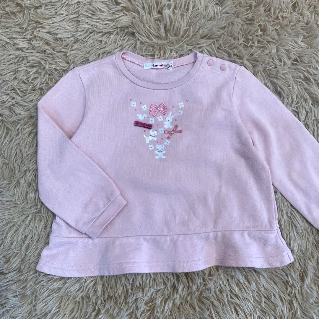 Thumbnail of Familiar Ribbon Check Pink Sweatshirt Embroidered Bear Terrier 90