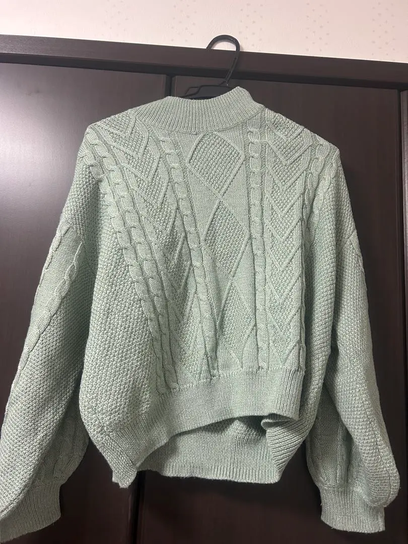 Thumbnail of Mint green cable knit sweater