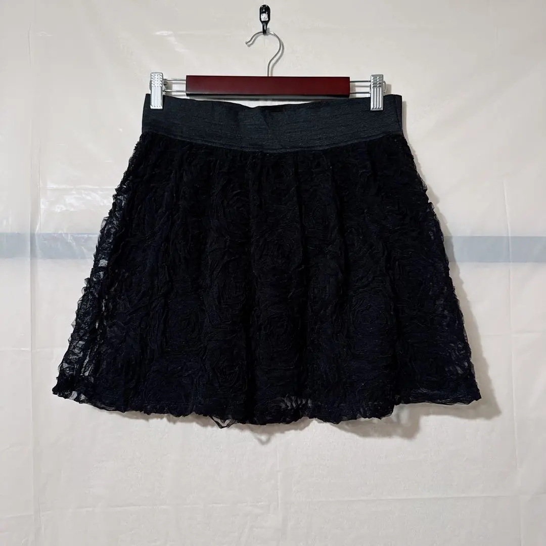 Thumbnail of Excellent condition ✨️ xhiliration black mini skirt 【M】 Rose tulle