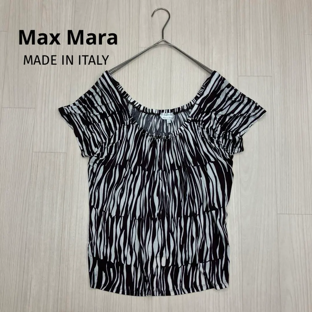 Thumbnail of ☆ Max Mara Zebra Print Short Sleeve Knit Top Made in Italy