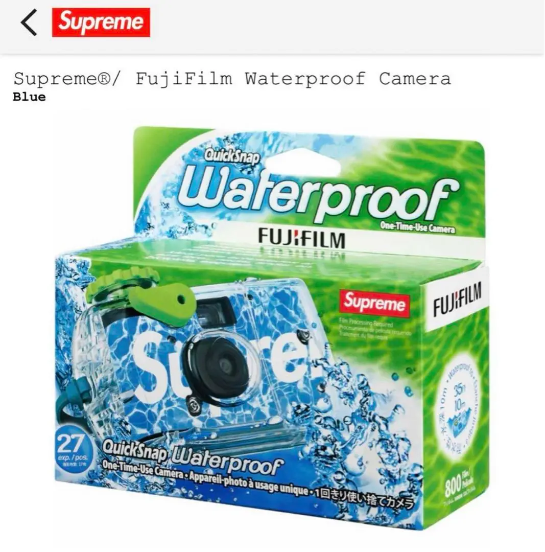 Supreme × FujiFilm 使い捨てカメラ Supreme FujiFilm Waterproof Camera 使い捨て - メルカリ