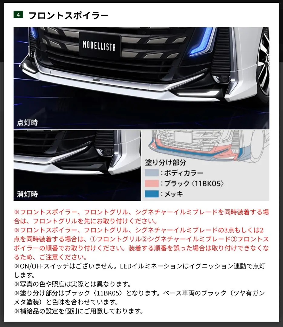 umika33117様ヴェルファイア20後期モデリスタフロントスポイラー