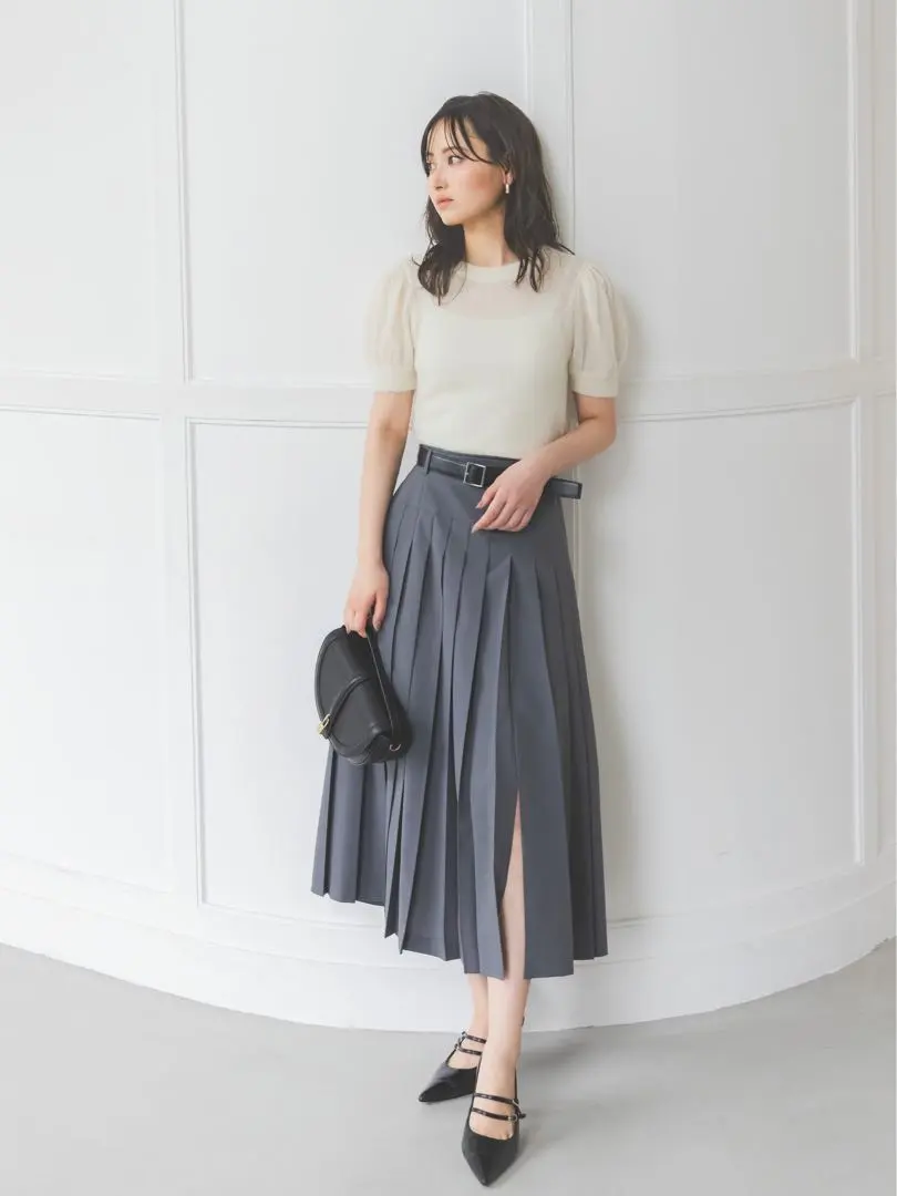 snidel 斯奈德爾 附腰帶百褶長裙 的縮圖