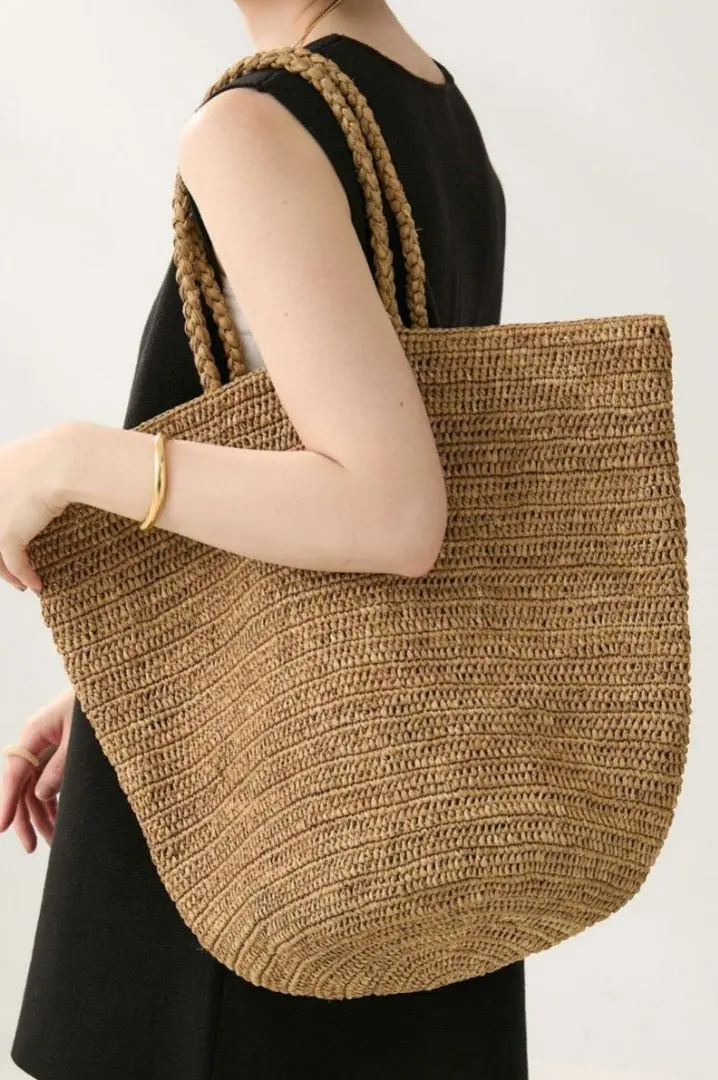 Plage RAFFIA BASKET バッグ　新品未使用タグ付き セール】RAFFIA LECTANGLE BASKET バッグ（トートバッグ