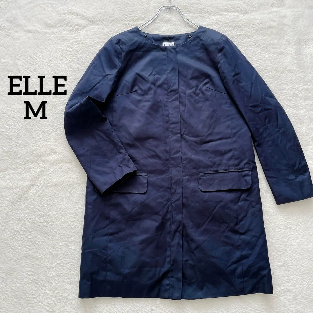 Thumbnail of El - Faux Mouton Long Coat, Padded, Removable, M, Collarless, Navy