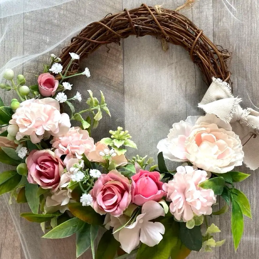 Thumbnail of Flower Wreath Rose Interior Arrangement Wall Decoration Door Wreath Pink