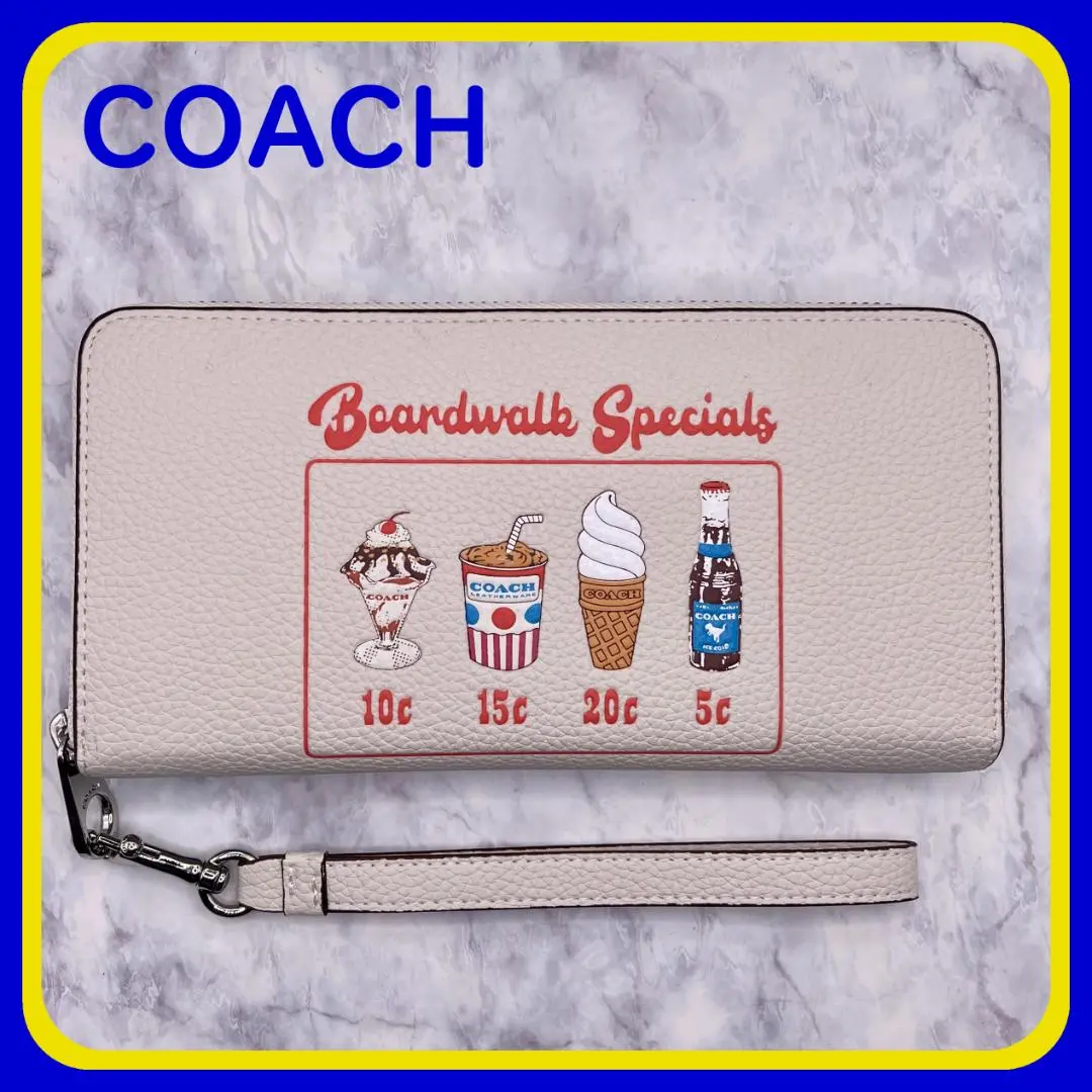 COACH CU382 長財布 ボードウォーク グラフィック COACH コーチ 長財布 ぺブルレザー ボードウォーク グラフィック