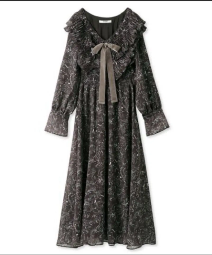 snidel 褶皺領印花連衣裙 的縮圖