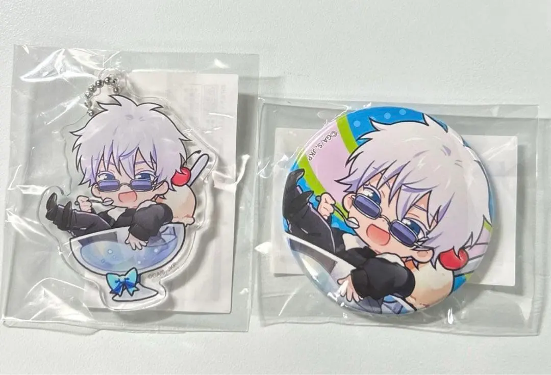 Thumbnail of Marukuji Jujutsu Kaisen Chapon Gojo Satoru Can Badge Acrylic Keyholder