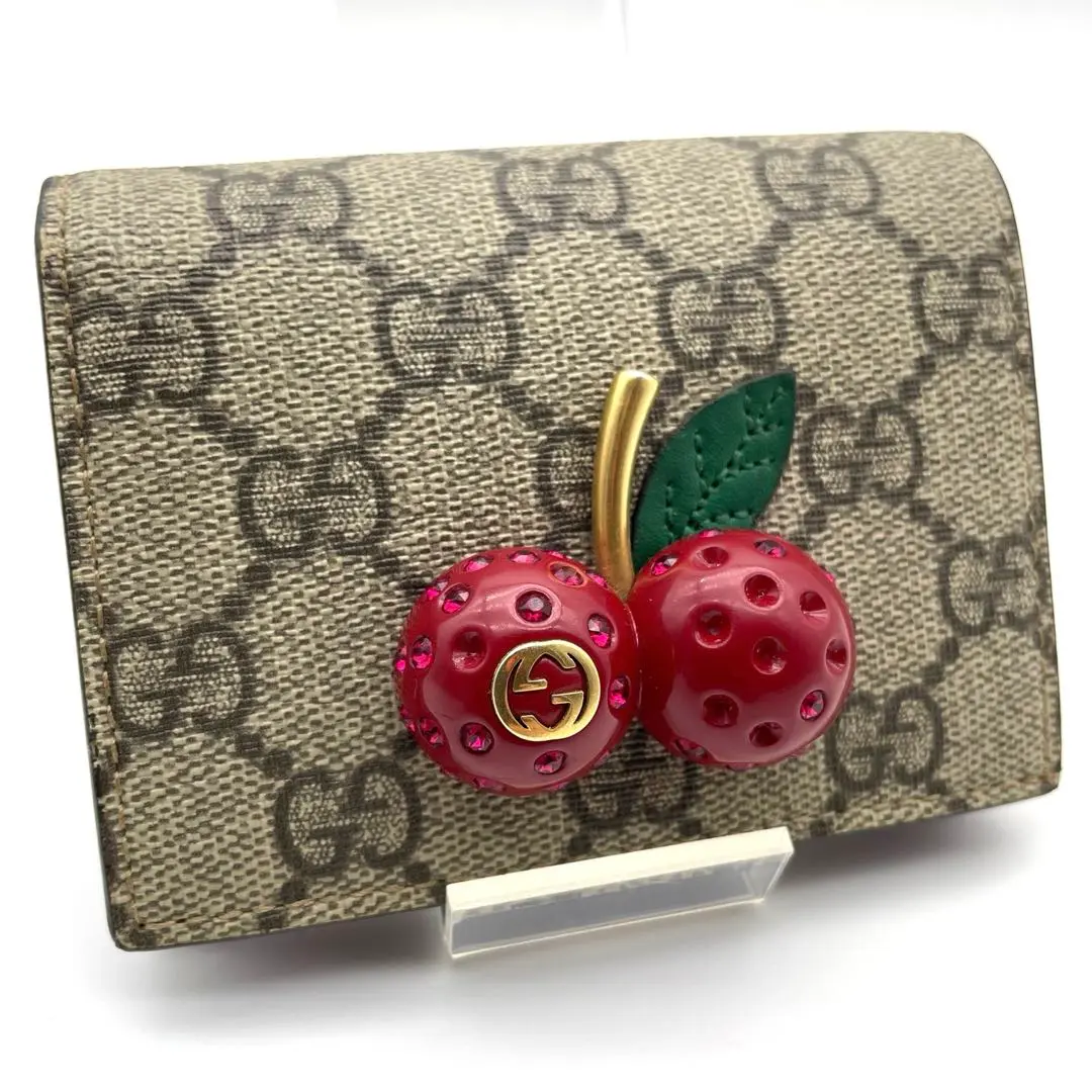 美品✨️GUCCI グッチ　長財布　GG柄 チェリー　さくらんぼ 人気 グッチ チェリー財布 コピー さくらんぼ付き ZIP 長財布