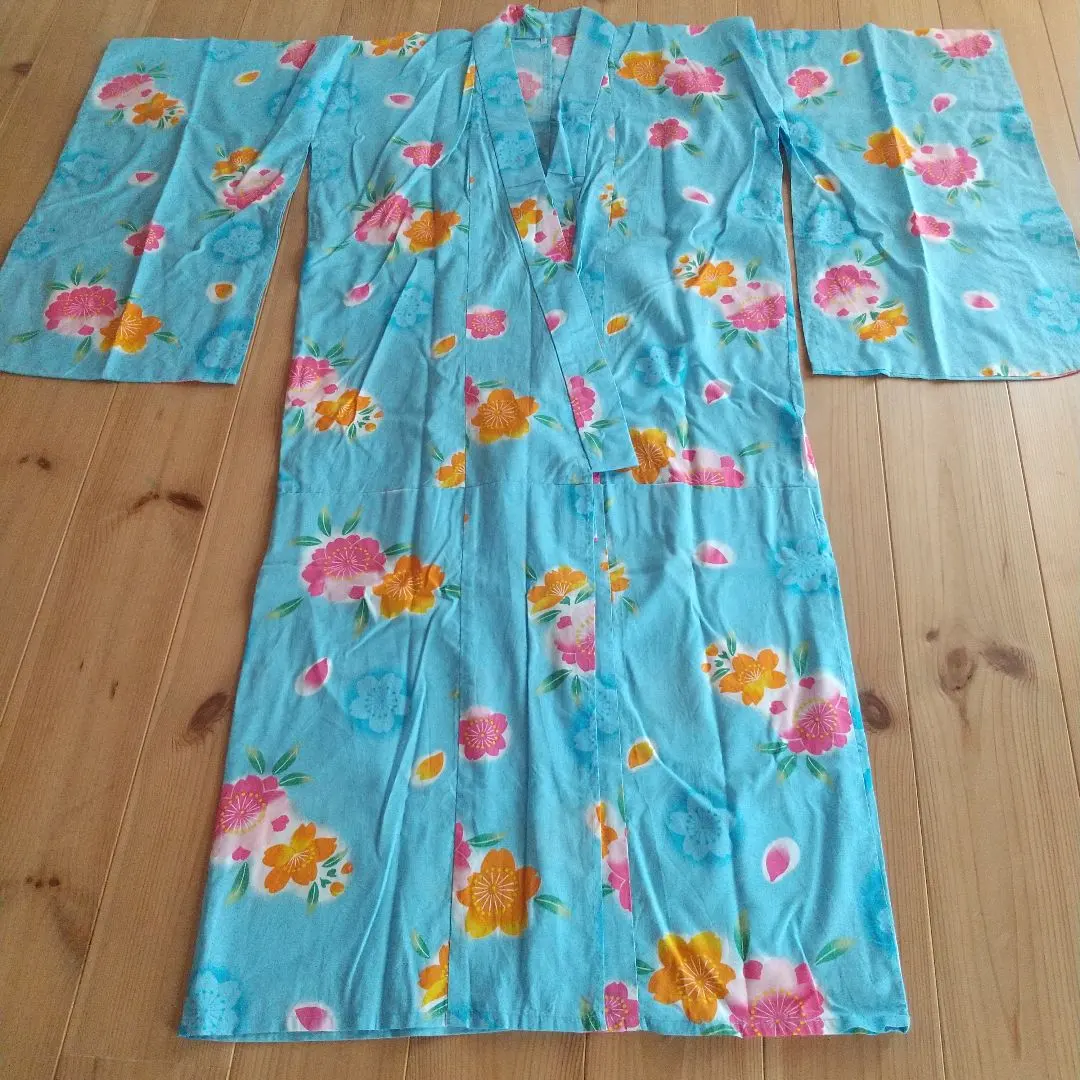 Thumbnail of Floral Pattern Light Blue Yukata, 100cm~