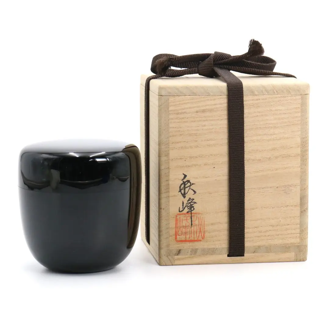 【未使用品】茶道具 中次 秋草蒔絵 秋峰作 送料無料 （茶道具/茶器/棗） 山中塗 菊桐秋草蒔絵 面中次 和田