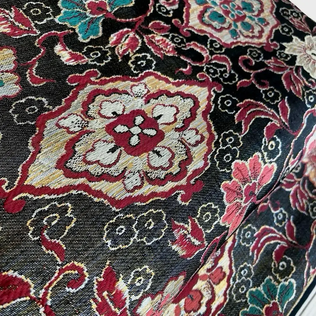 Thumbnail of Antique Nagoya obi, floral arabesque pattern, woven, high quality, silk, No. 24