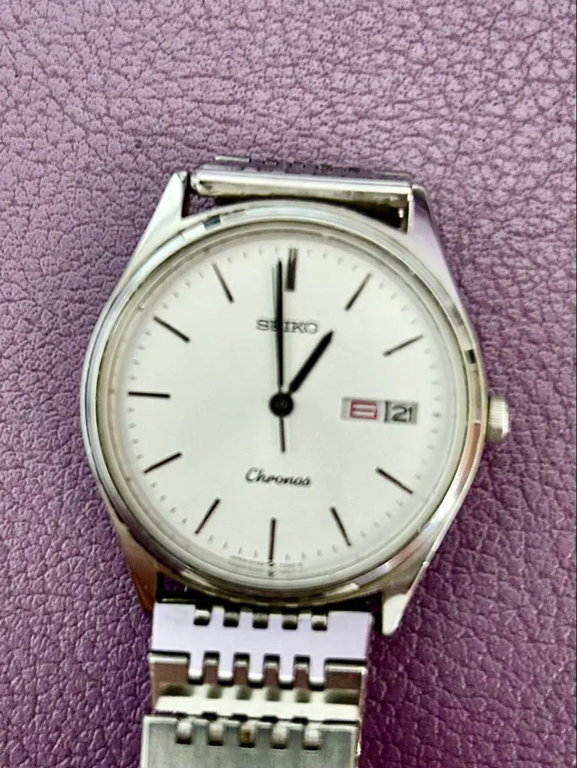 SEIKO WATCH CHRONOS 5H23-7D40 QUARTZ SILVER DAY DATE KANJI