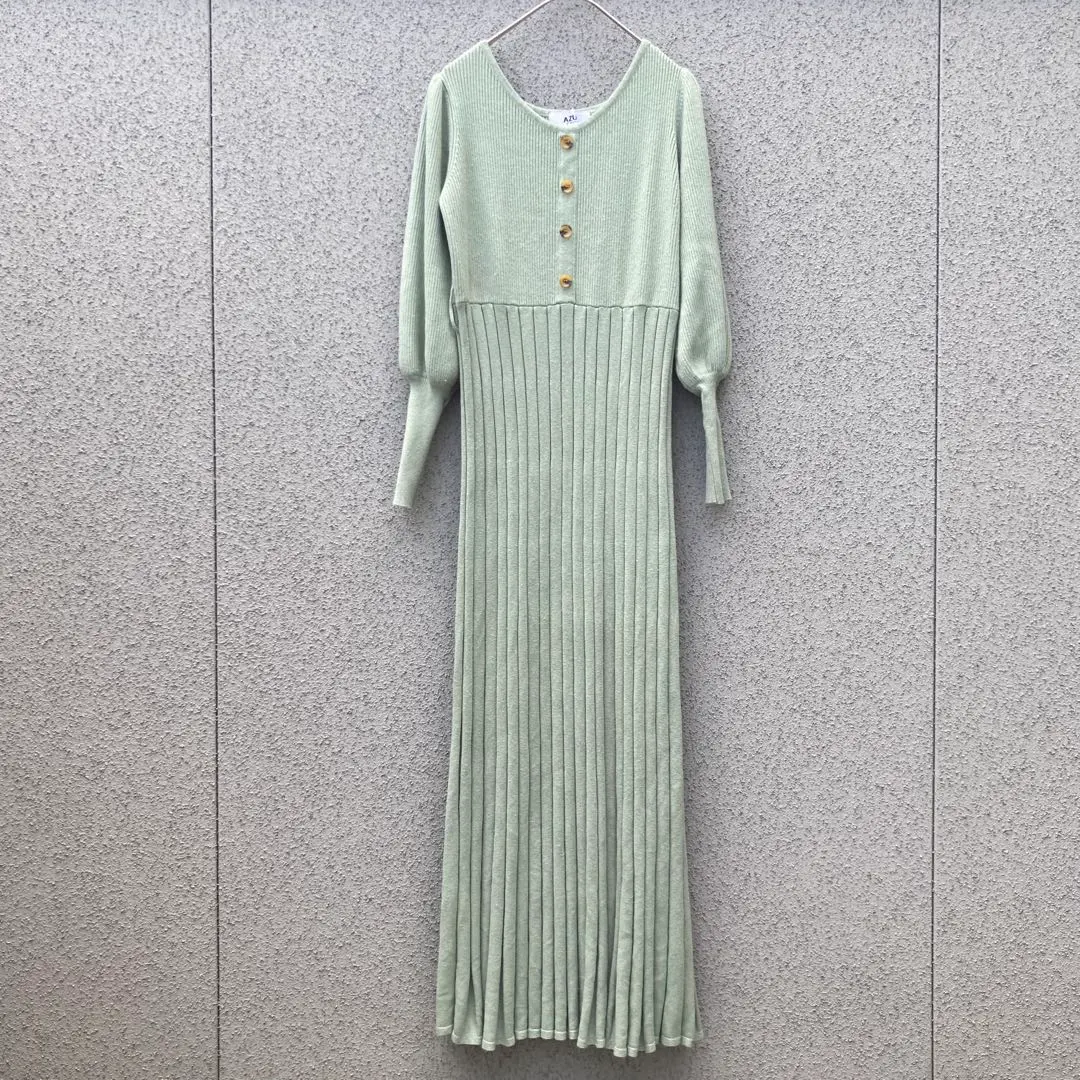 2906【AZUL BY MOUSSY】M♡薄荷綠色 針織長洋裝 的縮圖