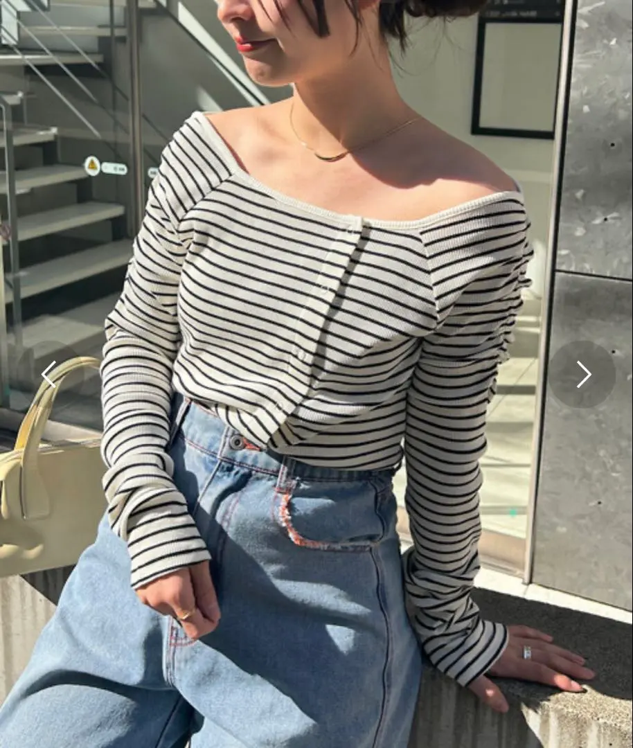 Thumbnail of Kastane Off-the-shoulder Ribbed Knit Top - White