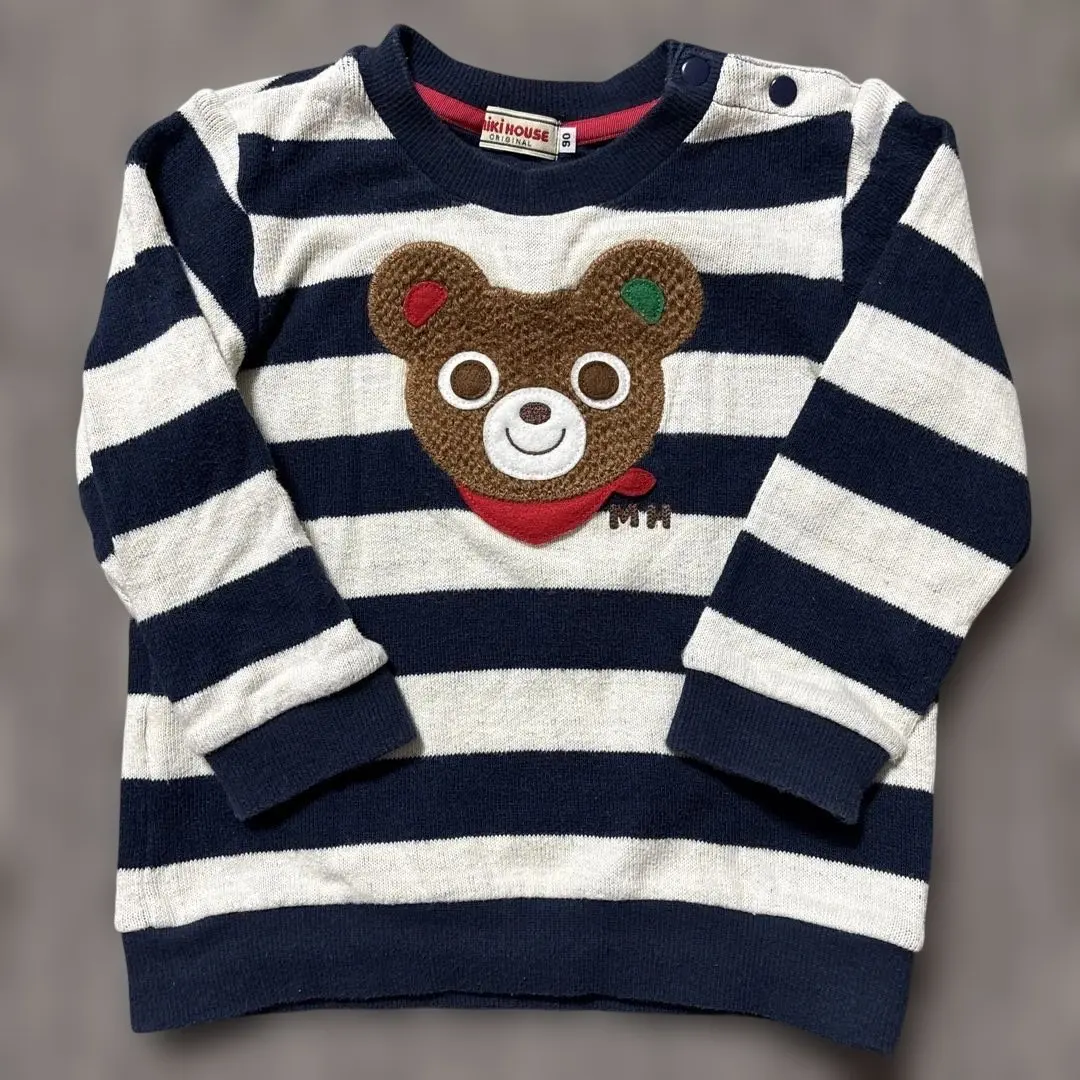 Thumbnail of Mikihouse MIKIHOUSE Sweatshirt Long Sleeve Border Bear 90