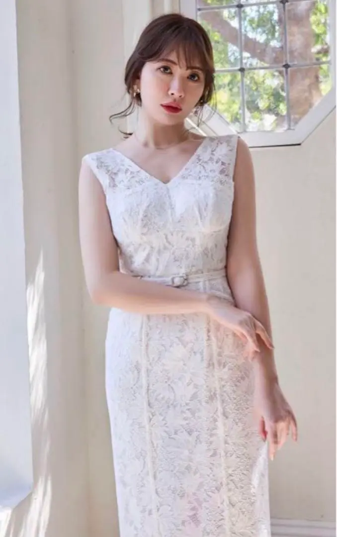 ワンピース Waltz Floral Lace Belted Dress petal S Light Pink Floral Jacquard Midi Dress - All Dresses | Red Dress