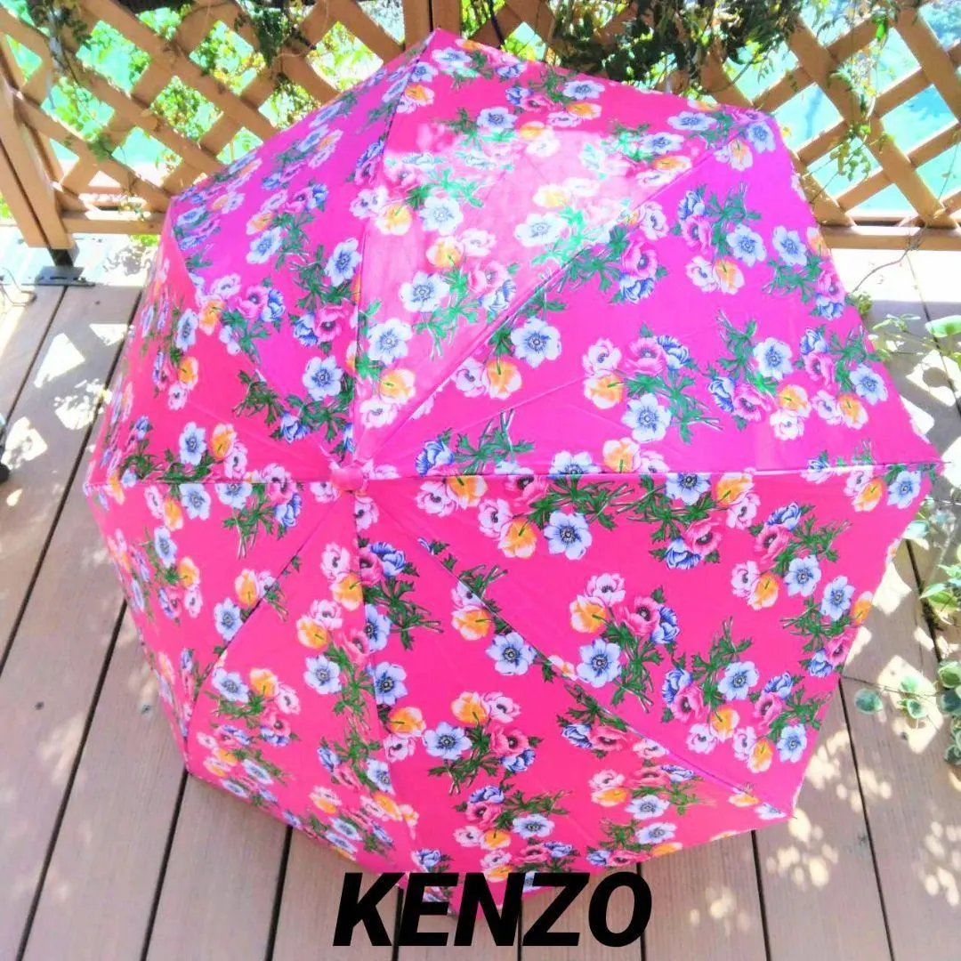 美品未使用タグ付き　KENZO ケンゾー　ヴィンテージ　花柄一本傘　強力防水加工 美品未使用タグ付き KENZO ケンゾー ヴィンテージ 花柄一本傘