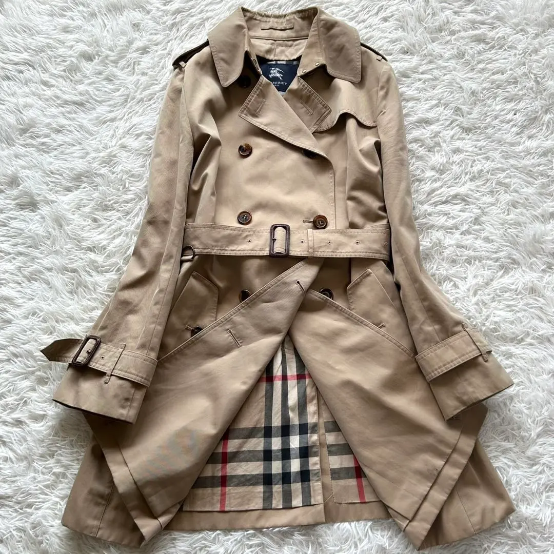 Thumbnail of Rare size 46 Burberry London Trench Coat Mega Check Honey Beige