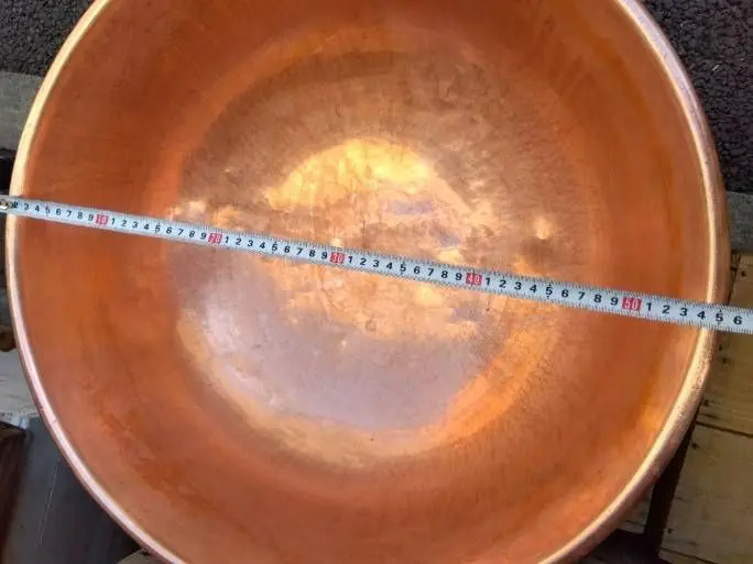 古い銅製のさわり鍋　あんこ鍋　超特大７０㎝　１０kg 打ち出し銅さわり鍋 1尺1寸（約33cm） 柄・取っ手無し 餡