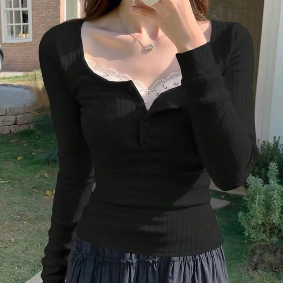 Thumbnail of SHEIN DAZY Minimalist Casual T-shirt Long Sleeve Top