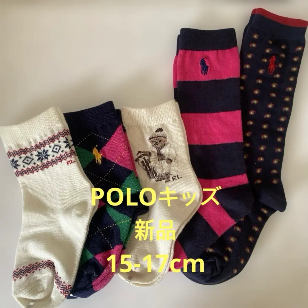 POLO Ralph Lauren 兒童襪子 15〜17cm，5雙組 全新 的縮圖