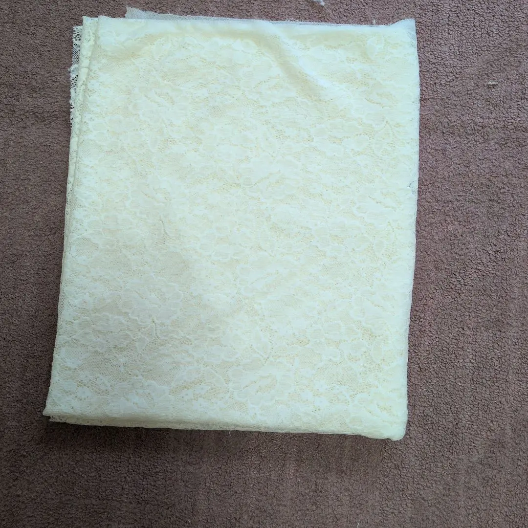 Thumbnail of Cream-colored floral lace fabric, sheer