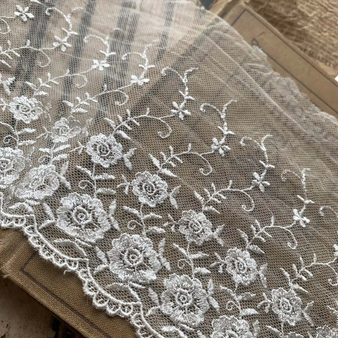 Thumbnail of One item only ☆ Collection in progress ☆ Tea-dyed wide tulle lace