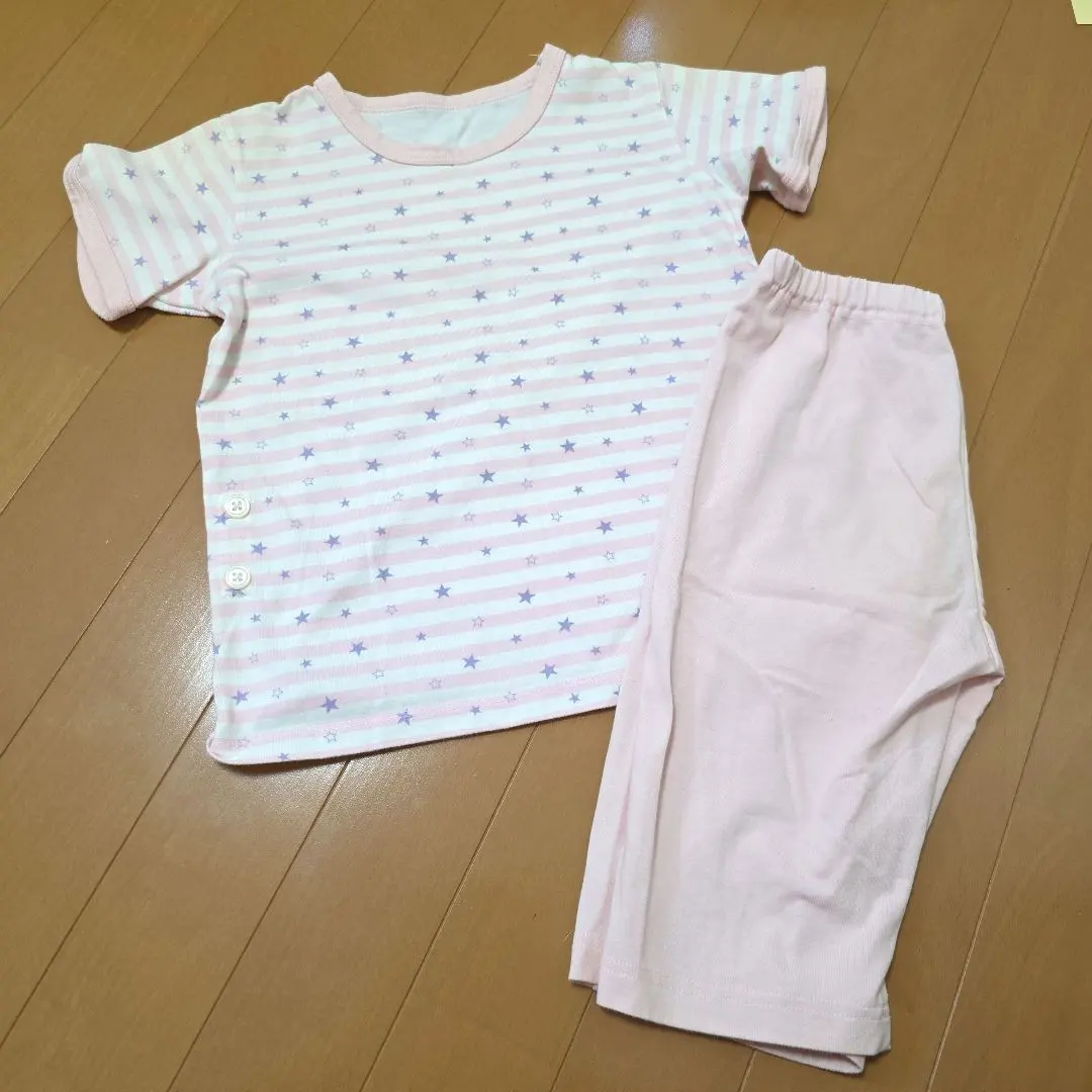 Thumbnail of Uniqlo Star Pattern Pajamas, Pink, 100cm, Girls, Kids, Short Sleeves