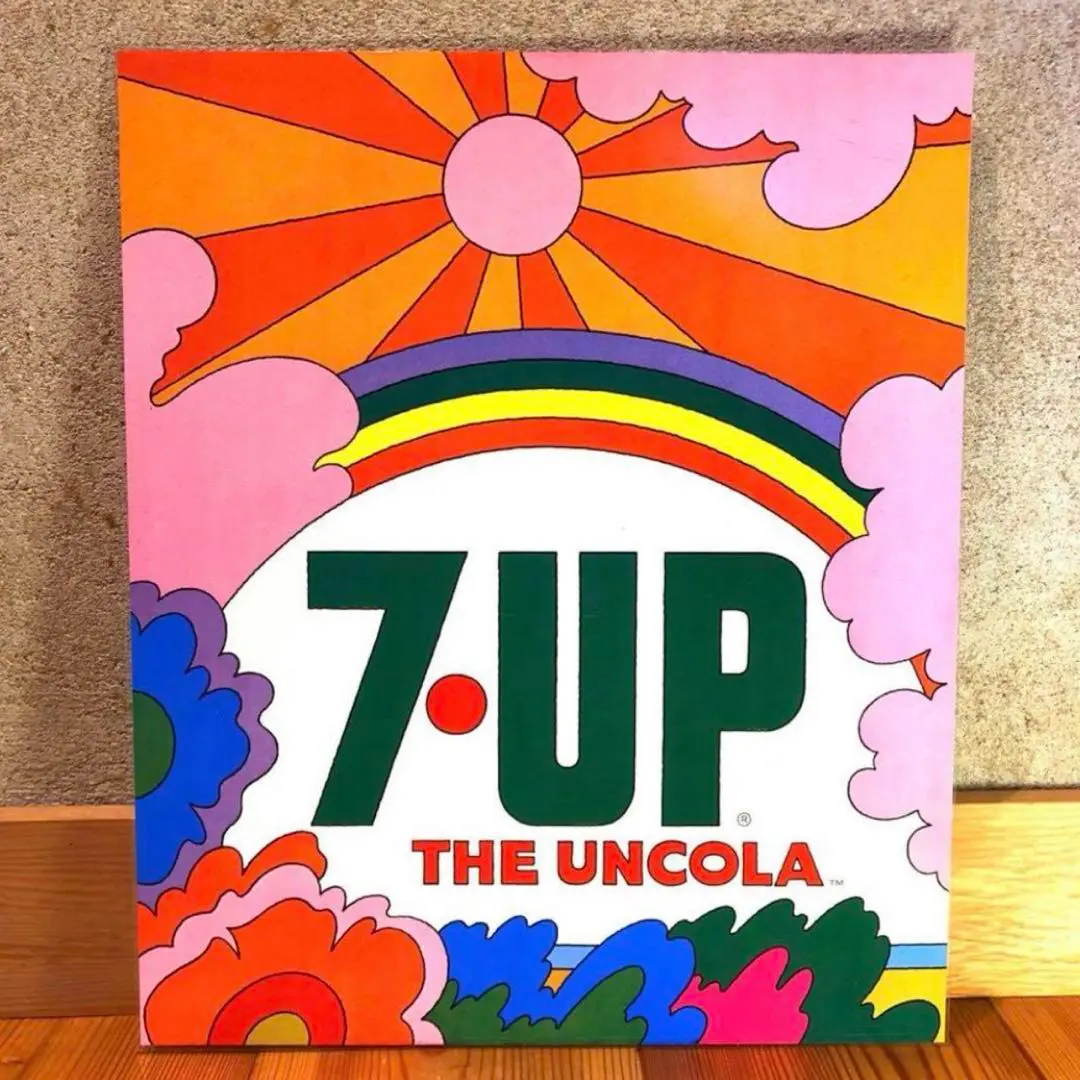 1969年　セブンアップ　Uncola 看板　ピーターマックス　メタルサイン レビューの多い高評価商品特集！ 60s ピーター 7up 看板 ストア