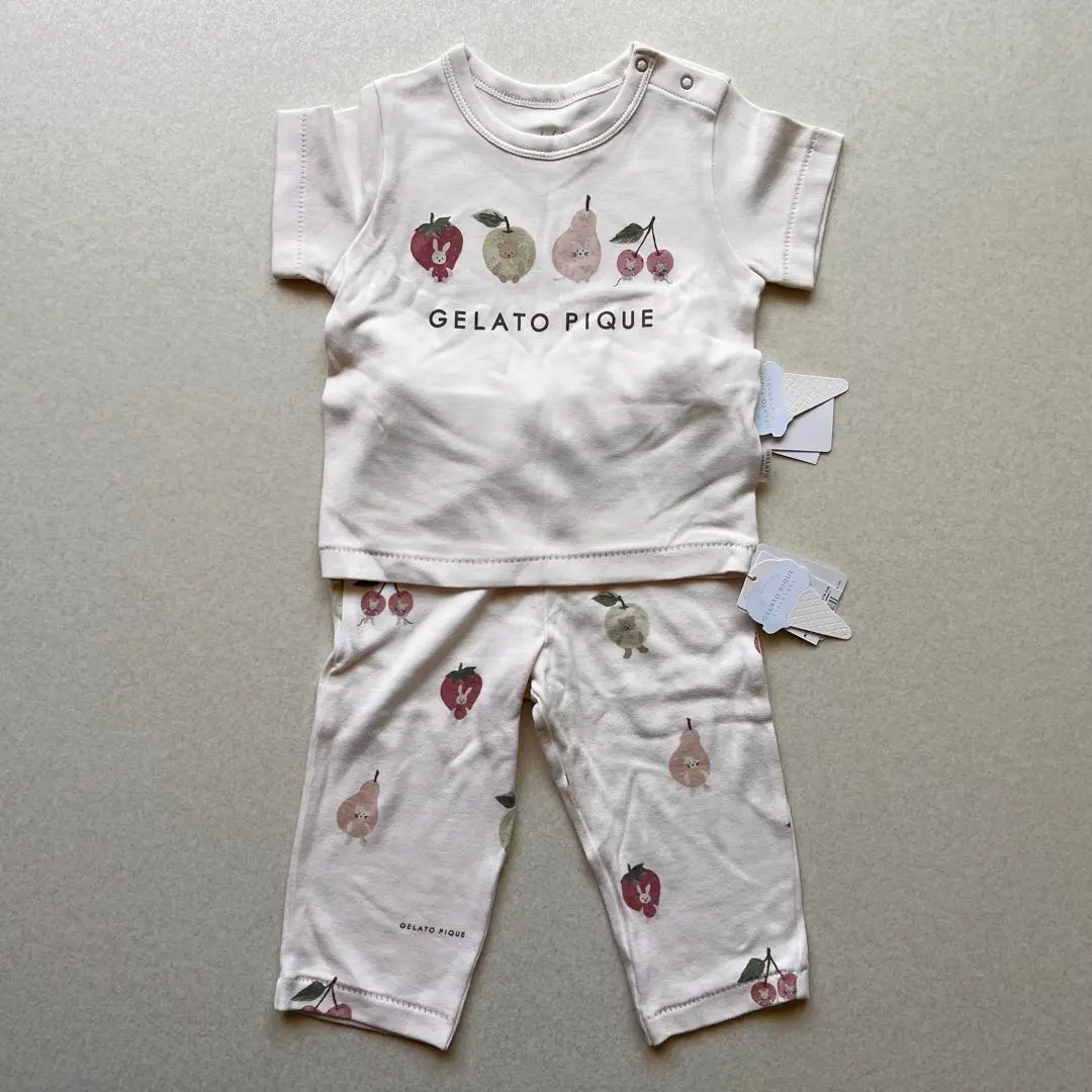 ジェラートピケ BABYフルーツアニマルワンポイントT   ショートパンツ　70 ジェラートピケ フルーツアニマルワンポイントTシャツ&ショート