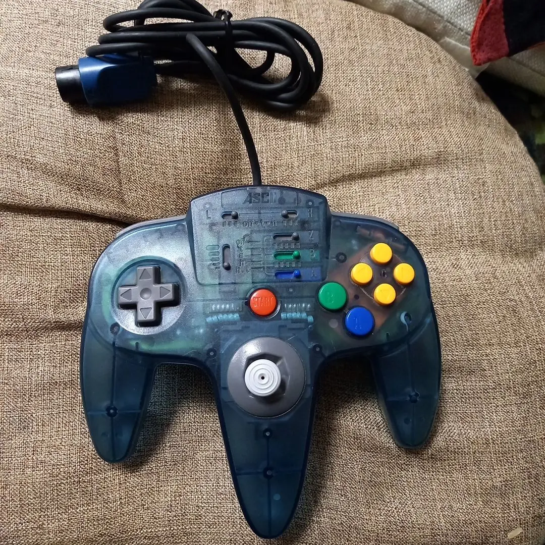 連射機能付き　Nintendo64 コントローラー　青色　アスキーパッド64 中古即納』{ACC}{N64} アスキーパッド64 ブルーマーブル 任天堂