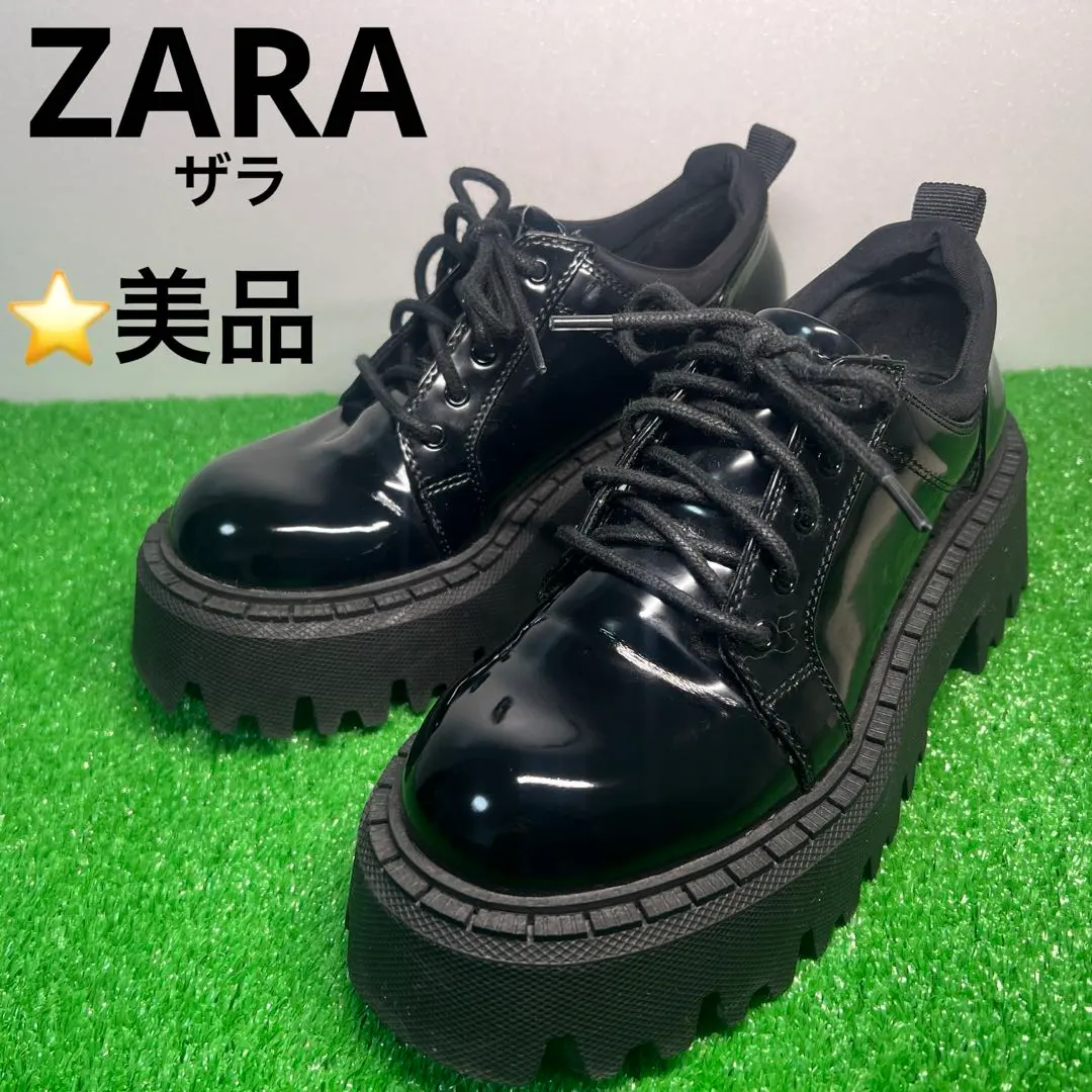Thumbnail of ⭐️Excellent Condition ZARA Platform Leather Shoes Glass Leather Chunky Sole Plain Toe
