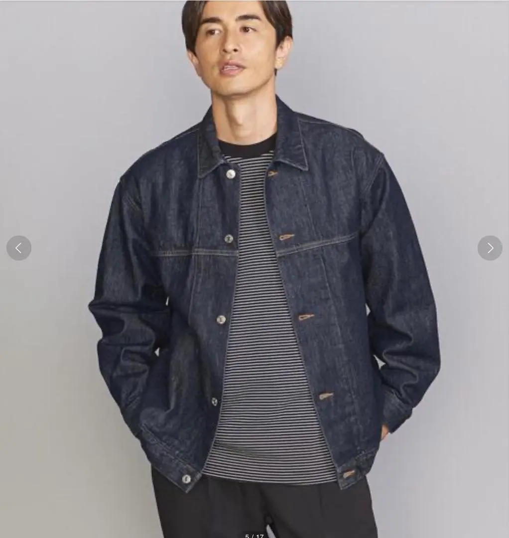 【美品】H BEAUTY&YOUTH デニムジャケット(S) L 美品 24AW H BEAUTY&YOUTH ＜H＞デニム ジップジャケット