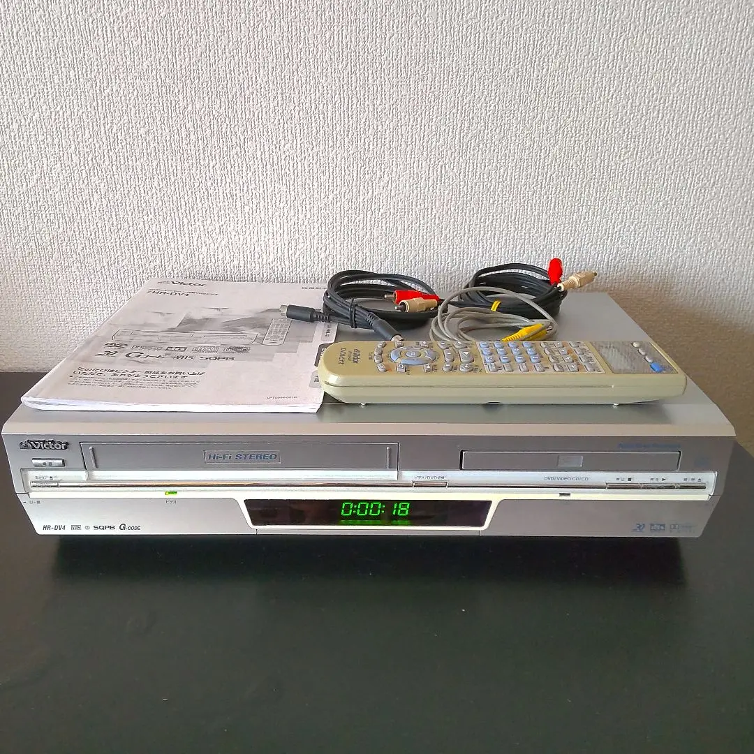 Thumbnail of VHS/DVD Video Deck Victor HR-DV4 Tested and Working, with Remote Control