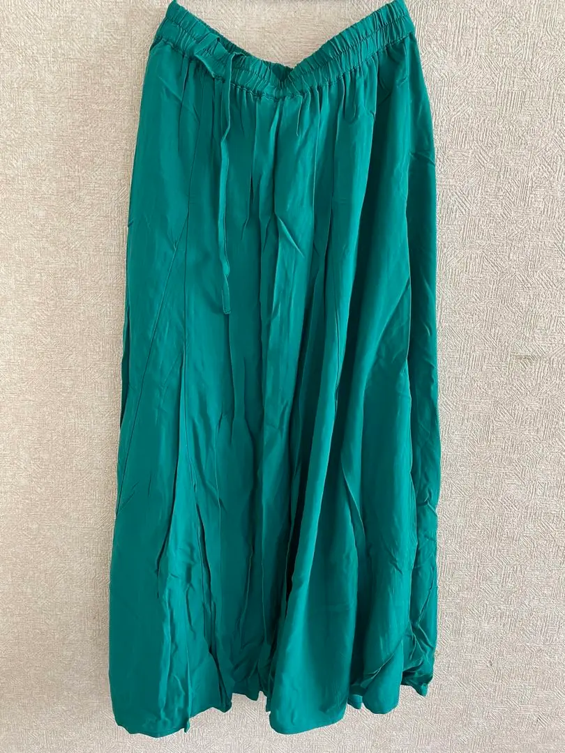 Thumbnail of Emerald green flared long skirt