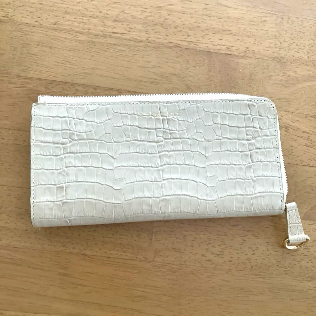Thumbnail of Long Wallet, Ivory, Synthetic Leather, Crocodile Pattern, Slim Wallet
