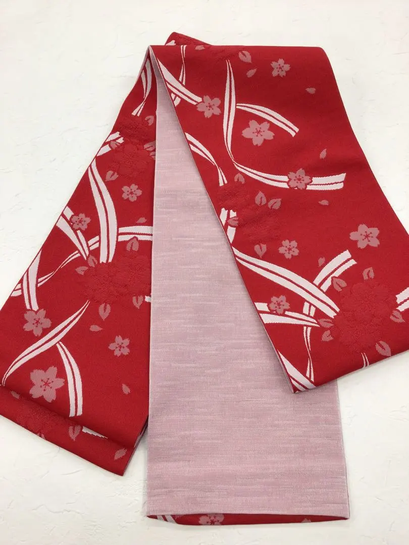 Thumbnail of Sakura flower pattern hanhaba obi (half-width obi)