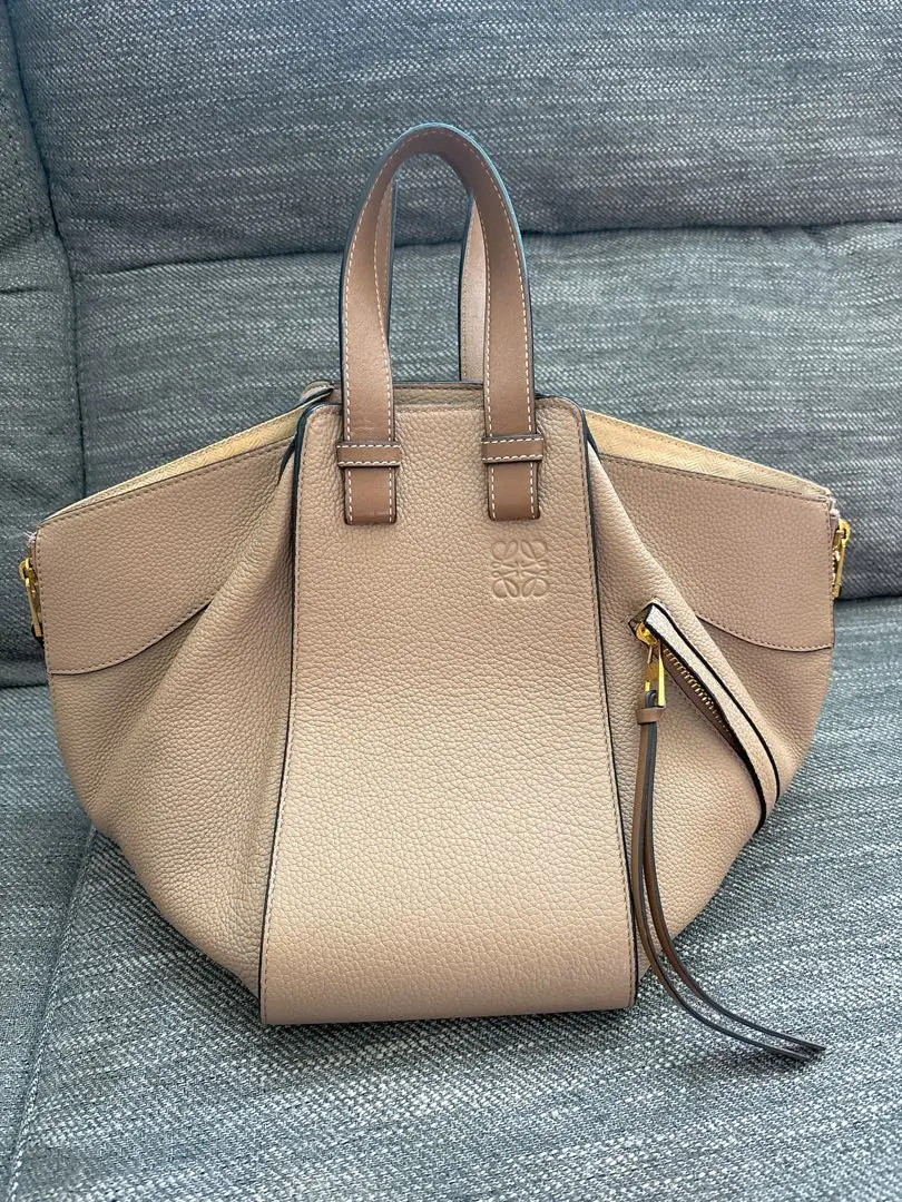 【美品】LOEWE ロエベ ハンモック ハンドバッグ サンド/ミンク スモール ロエベハンモックスモールサンドミンク