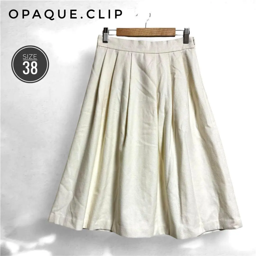 Thumbnail of Opaque.clip Flare Skirt 38 Ivory Knee Length Suede