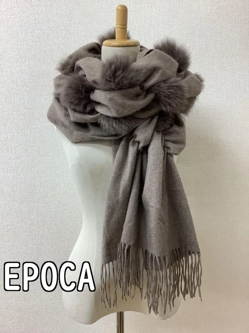 ※専用　　　　エポカ✨カシミヤストール　フォックスファー　ショール　ベージュ trim_ofalv_item0c599978a33f11e