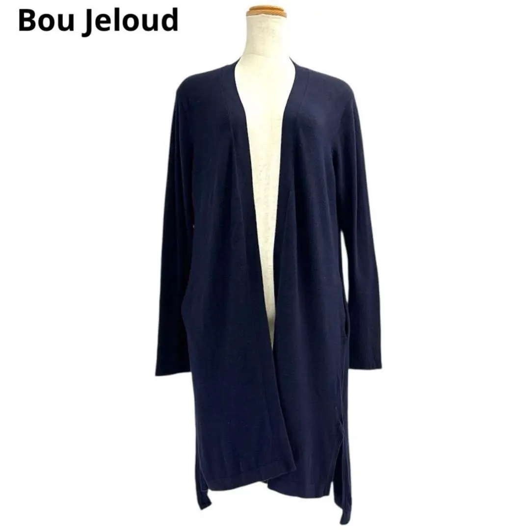 Thumbnail of Unused Bou Jeloud Long Knit Cardigan with Belt, F, Navy