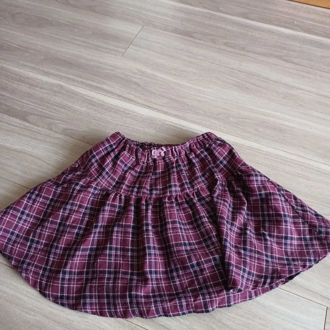 Thumbnail of Purple check pattern flare skirt (with shorts) any FAM 120