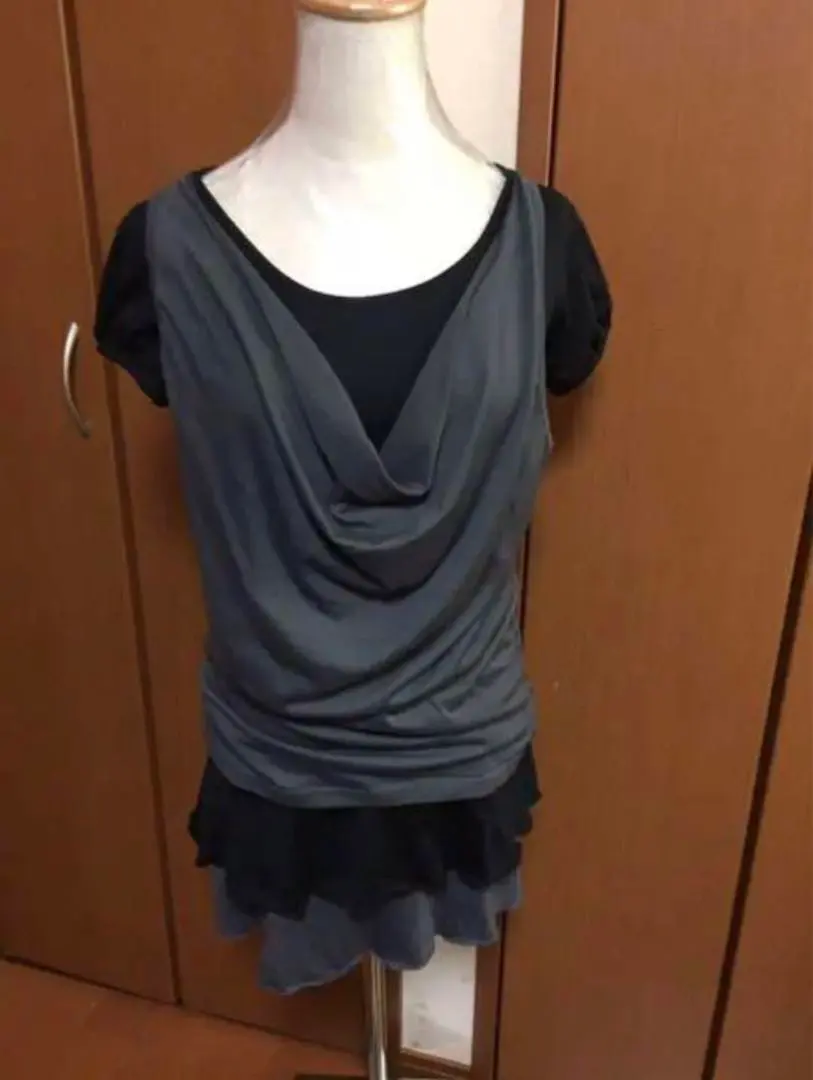 Thumbnail of Drape Design Short Sleeve Mini Dress, Cute ❤️, Elegant Style, Set of 2