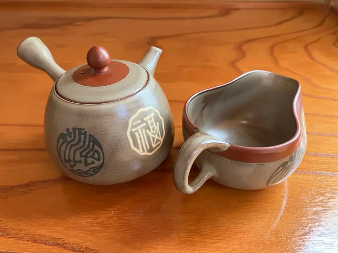 無名異焼？美濃焼？ 中国製 ？茶道具セット 急須 湯冷まし　湯のみ 5個 無名異焼？美濃焼？ 中国製 ？茶道具セット 急須 湯冷まし