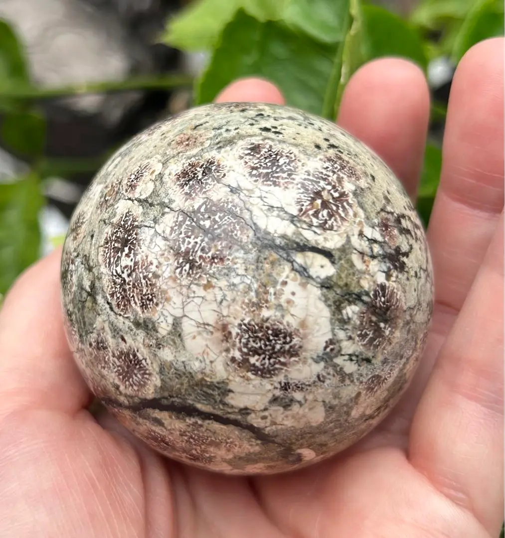 天然石 グリーンフラワージャスパー スフィア Green Flower Jasper Sphere 12 ✧ グリーンフラワージャスパー