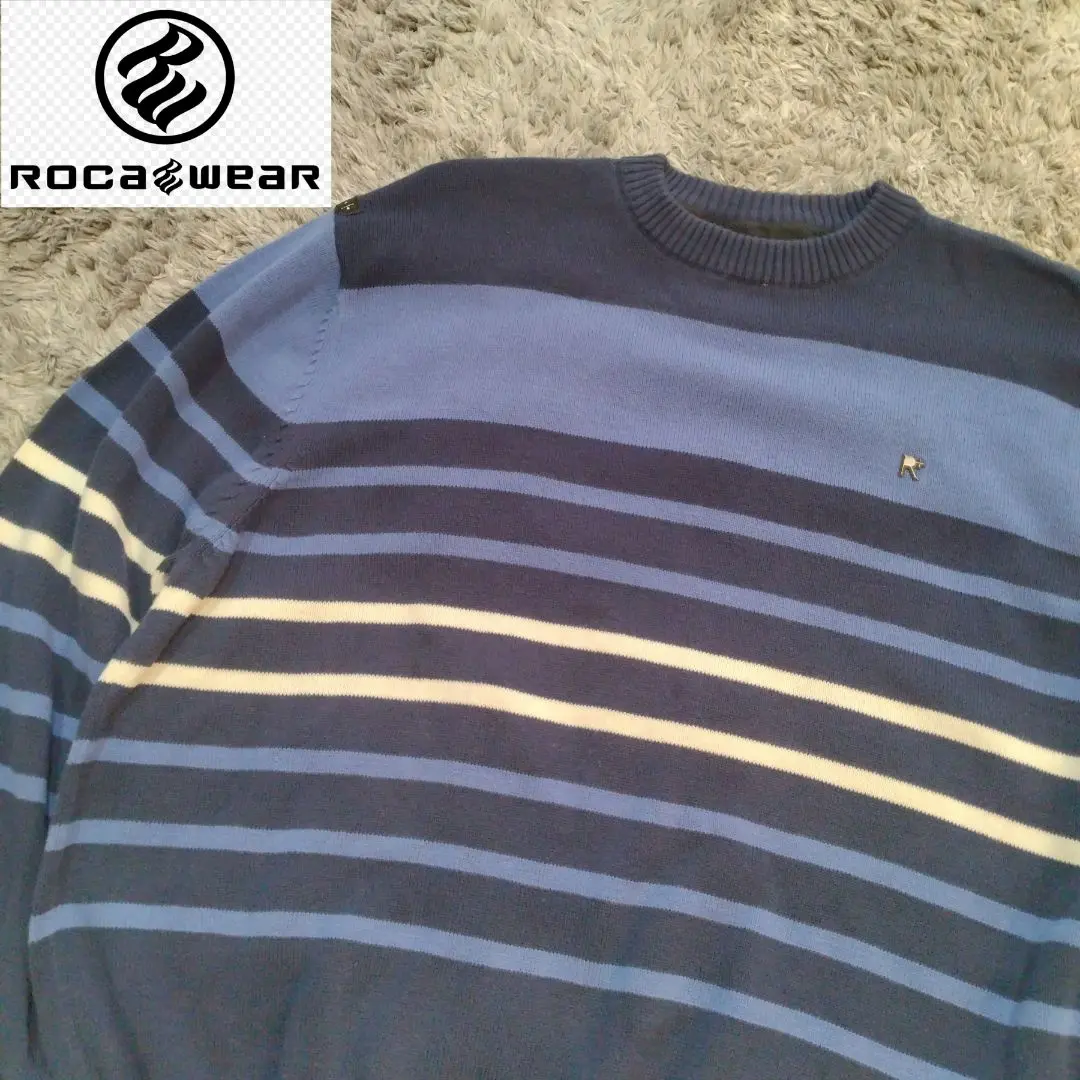 Roca Wear★ロカウェア ユニセックス Vネック ニットセーターR17 Rocawear - ROCAWEAR ロカウェア カーディガン ニット ショール